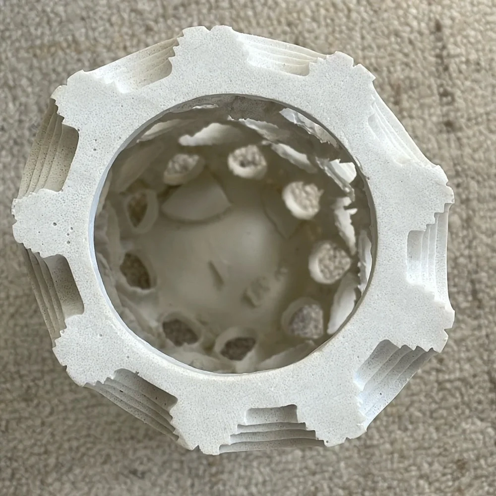 17 Inch Vase - Pierced Cut Out Water‎ Drop Design - Resin - White Finish
